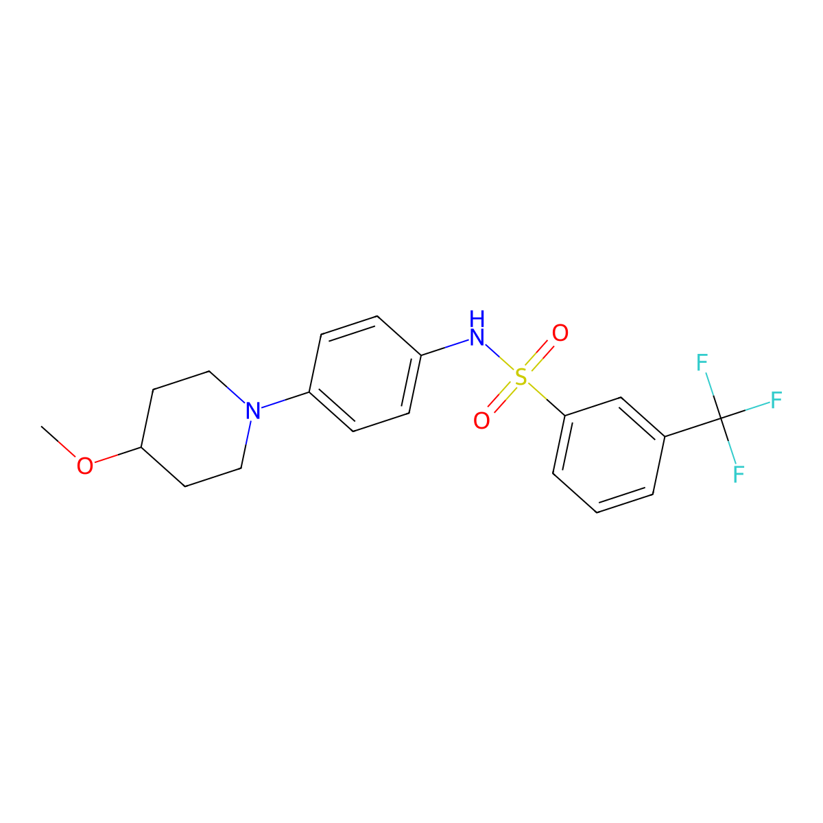 N-(4-(4-methoxypiperidin-1-yl)phenyl)-3-(trifluoromethyl)benzenesulfonamide molecular structure, CAS 1797345-04-0