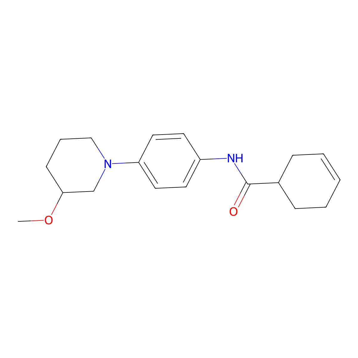 N-(4-(3-methoxypiperidin-1-yl)phenyl)cyclohex-3-enecarboxamide molecular structure, CAS 1797345-38-0