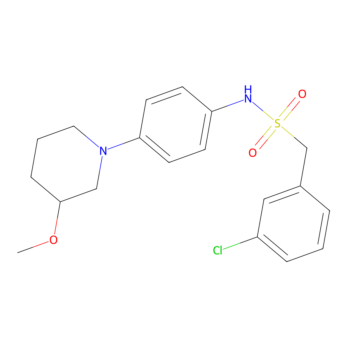 1-(3-Chlorophenyl)-N-[4-(3-methoxypiperidin-1-YL)phenyl]methanesulfonamide molecular structure, CAS 1797345-44-8