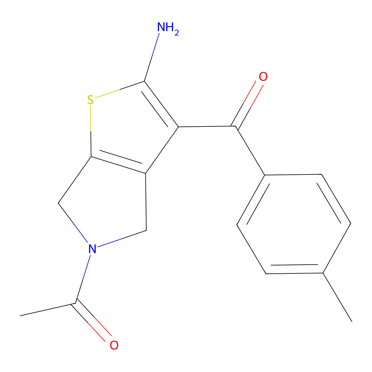 1-[2-amino-3-(4-methylbenzoyl)-4H,5H,6H-thieno[2,3-c]pyrrol-5-yl]ethan-1-one molecular structure, CAS 1797345-48-2