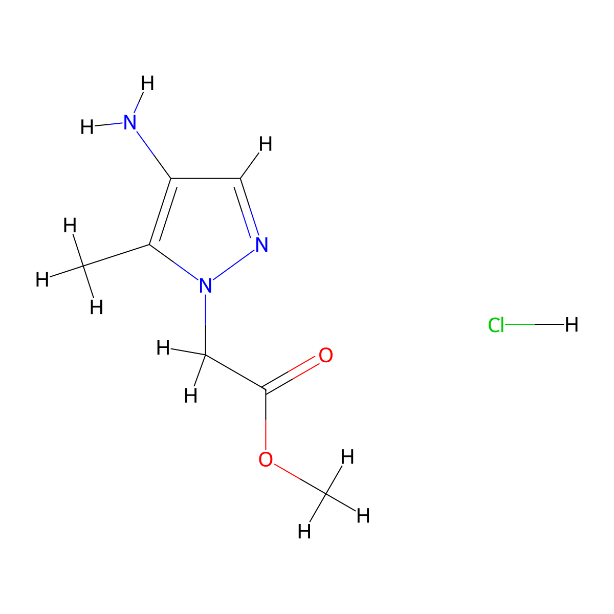 methyl 2-(4-amino-5-methyl-1H-pyrazol-1-yl)acetate hydrochloride molecular structure, CAS 1797345-58-4