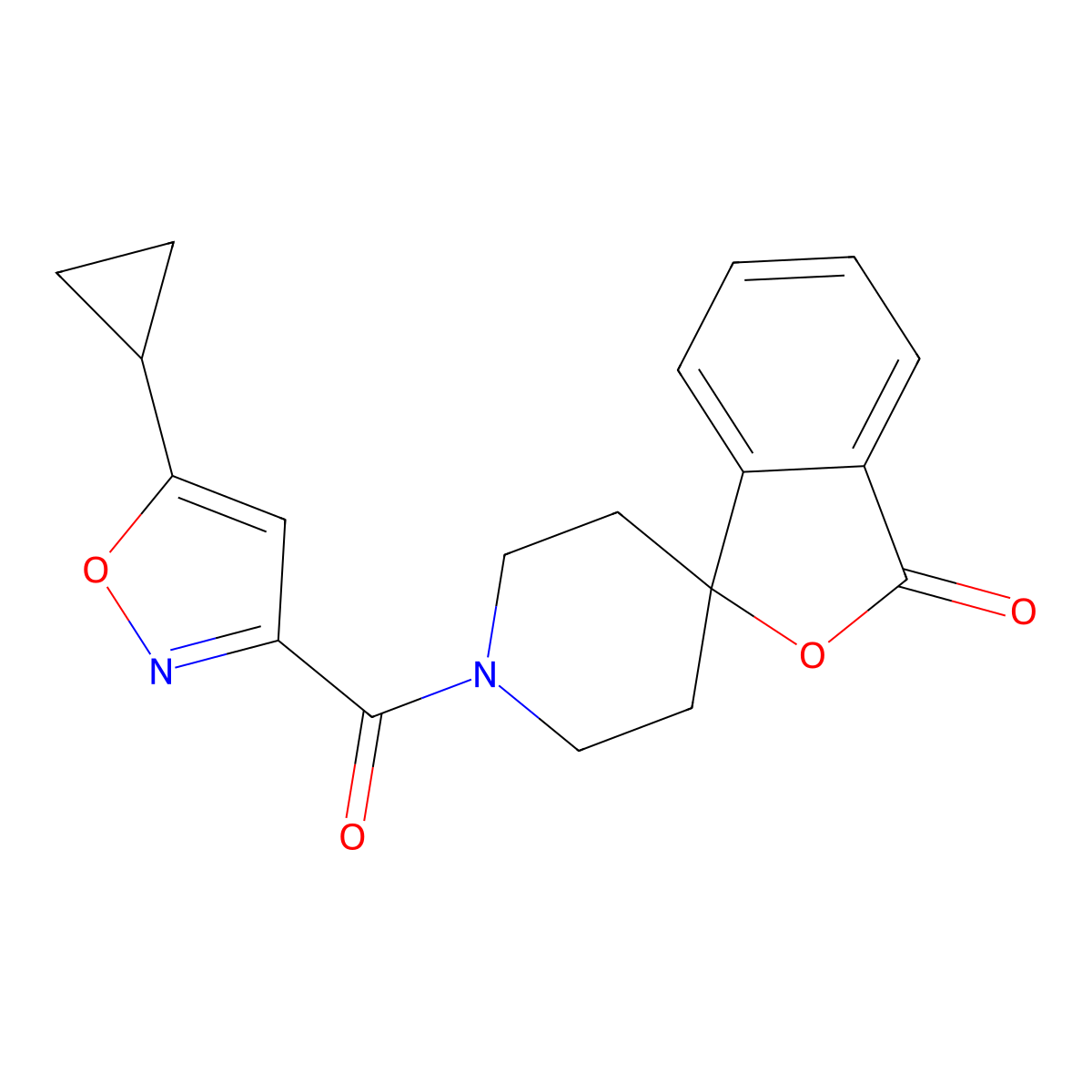 1'-(5-cyclopropyl-1,2-oxazole-3-carbonyl)-3H-spiro[2-benzofuran-1,4'-piperidine]-3-one molecular structure, CAS 1797345-70-0
