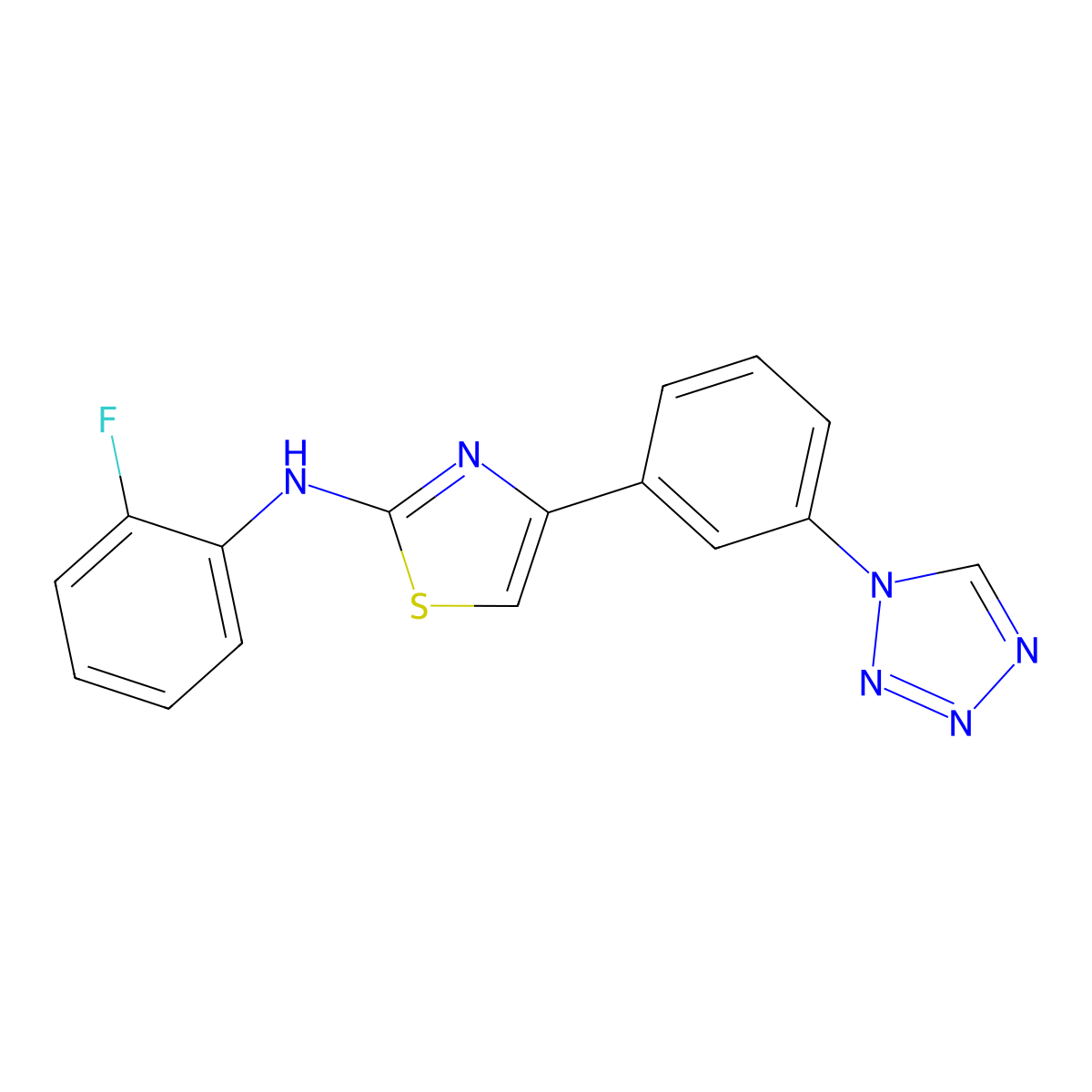 4-(3-(1H-tetrazol-1-yl)phenyl)-N-(2-fluorophenyl)thiazol-2-amine molecular structure, CAS 1797347-01-3