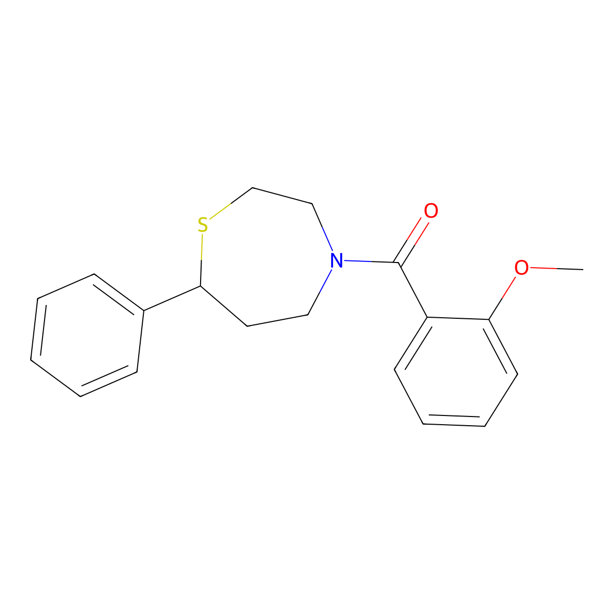 (2-Methoxyphenyl)(7-phenyl-1,4-thiazepan-4-yl)methanone molecular structure, CAS 1797347-42-2