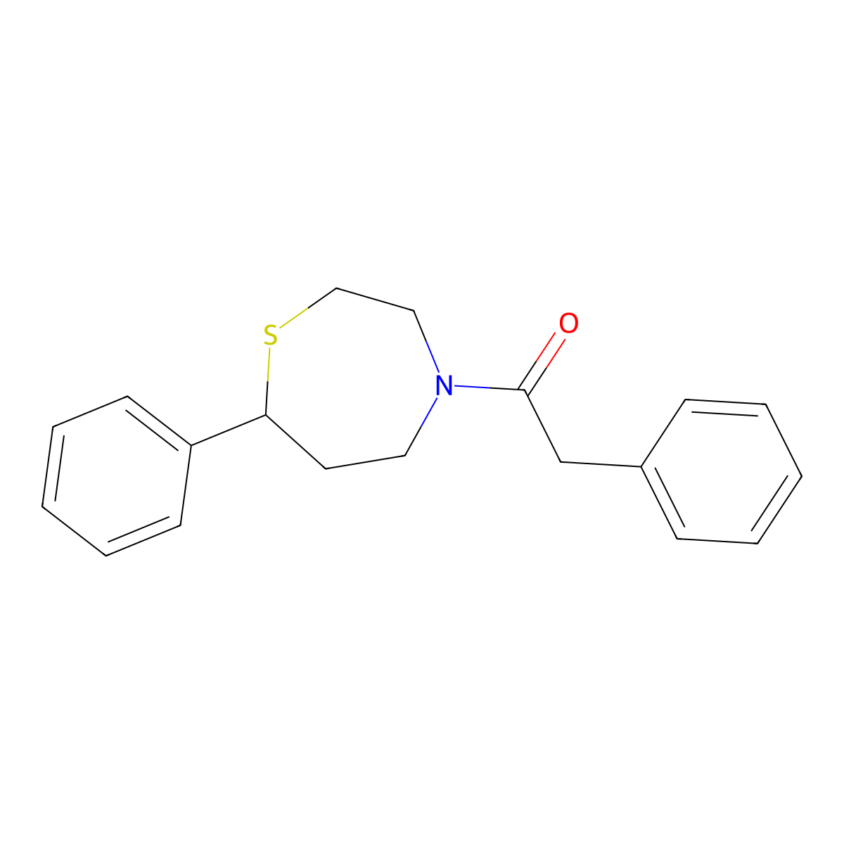 2-Phenyl-1-(7-phenyl-1,4-thiazepan-4-yl)ethan-1-one molecular structure, CAS 1797347-59-1