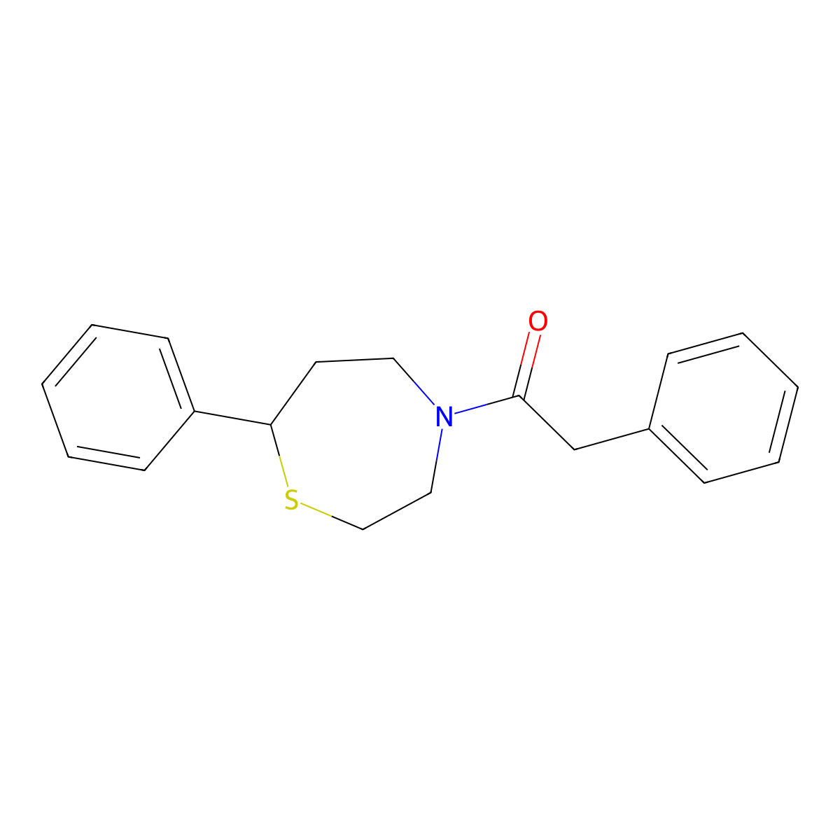 2-Phenyl-1-(7-phenyl-1,4-thiazepan-4-yl)ethan-1-one molecular structure, CAS 1797347-59-1