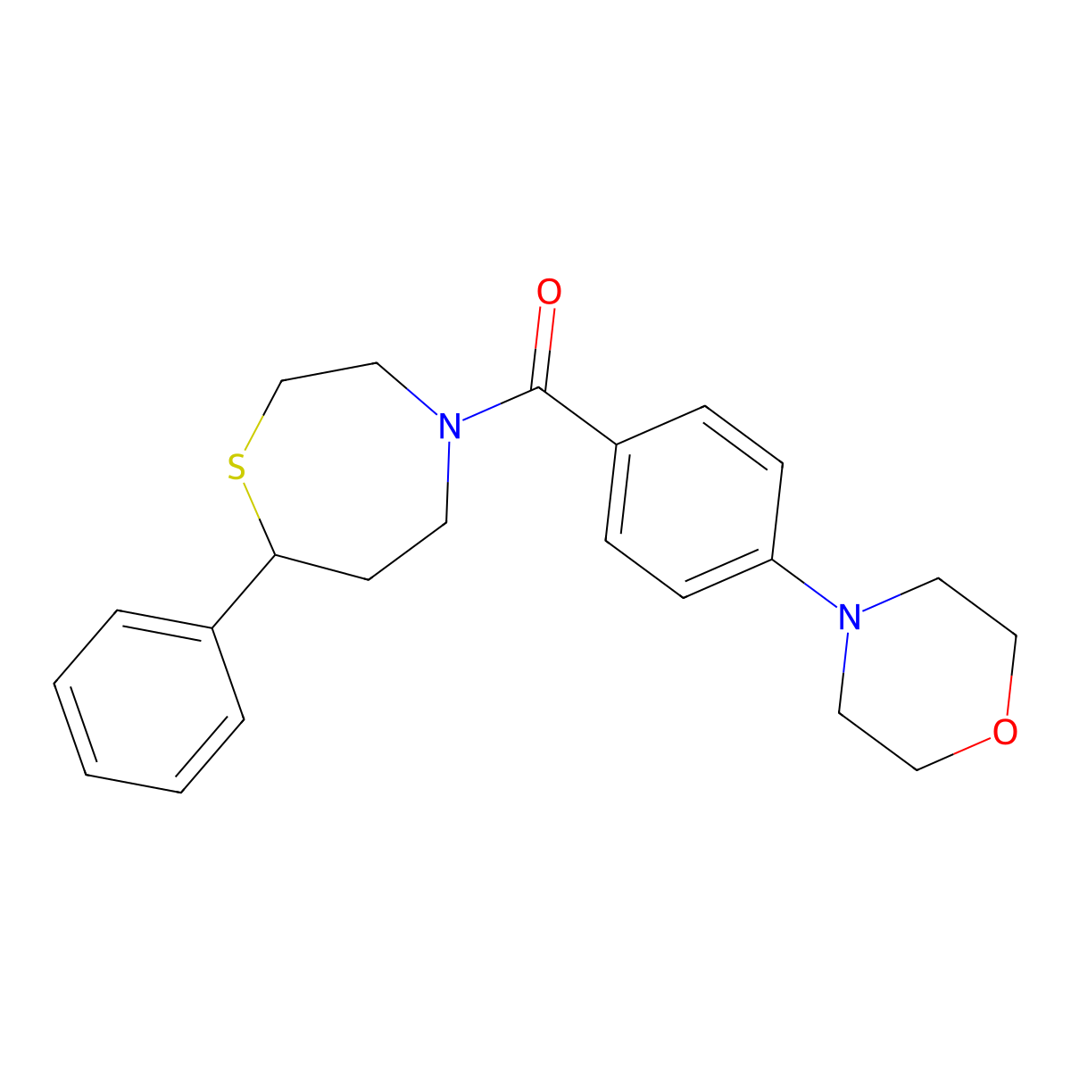 (4-Morpholinophenyl)(7-phenyl-1,4-thiazepan-4-yl)methanone molecular structure, CAS 1797347-80-8