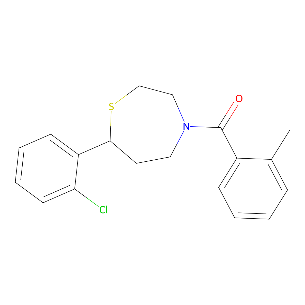 (7-(2-Chlorophenyl)-1,4-thiazepan-4-yl)(o-tolyl)methanone molecular structure, CAS 1797348-29-8