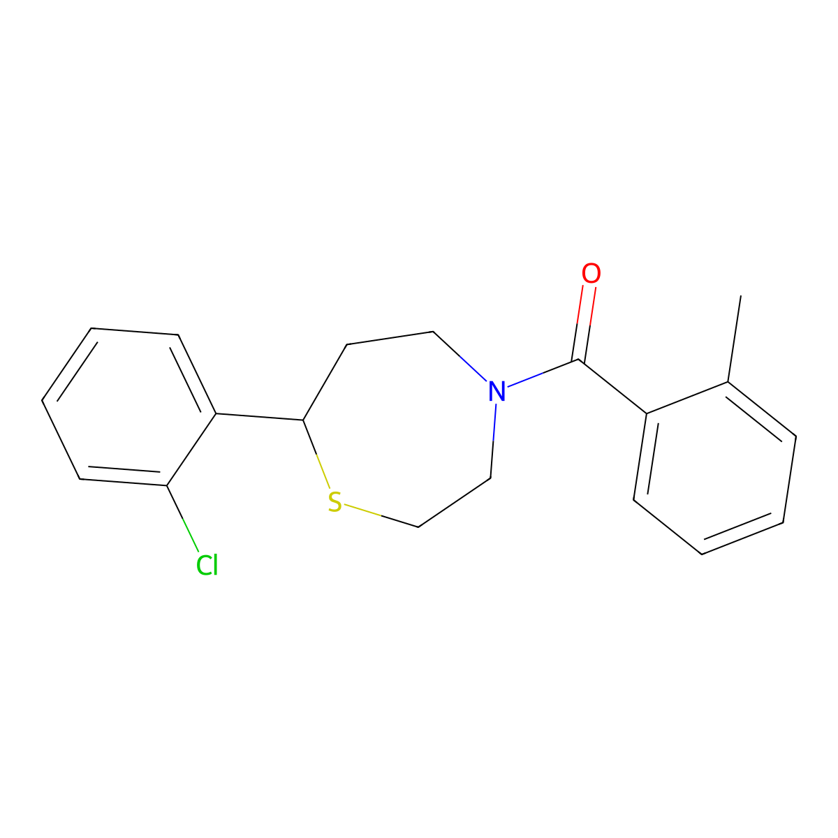 (7-(2-Chlorophenyl)-1,4-thiazepan-4-yl)(o-tolyl)methanone molecular structure, CAS 1797348-29-8
