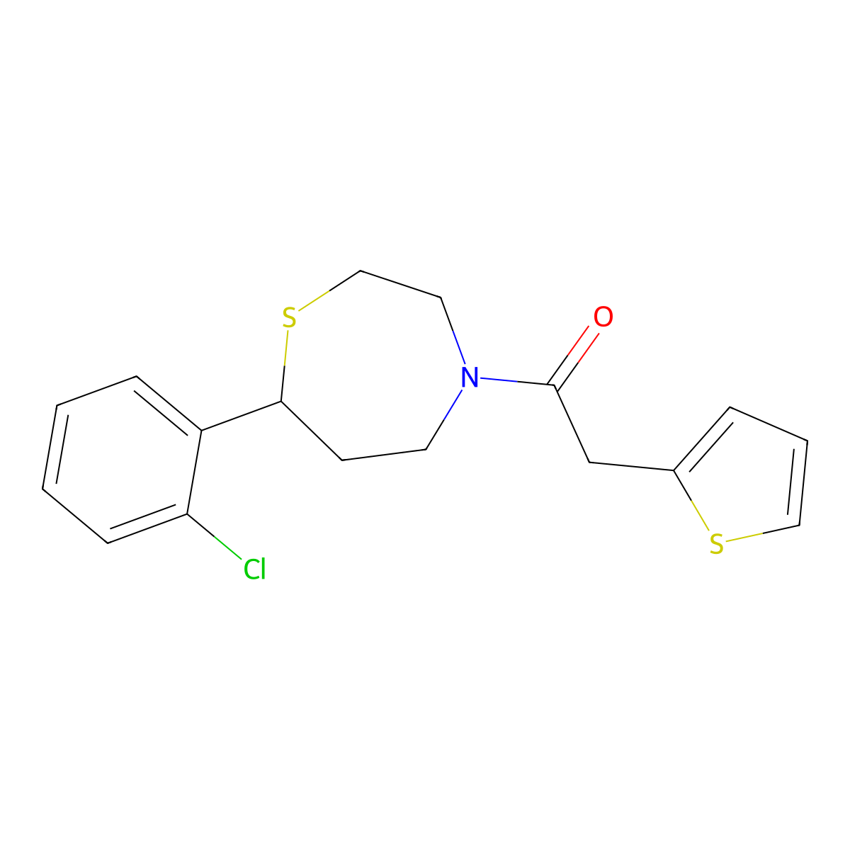 1-(7-(2-Chlorophenyl)-1,4-thiazepan-4-yl)-2-(thiophen-2-yl)ethanone molecular structure, CAS 1797348-34-5