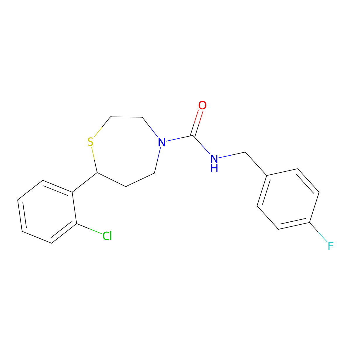 7-(2-chlorophenyl)-N-(4-fluorobenzyl)-1,4-thiazepane-4-carboxamide molecular structure, CAS 1797348-48-1