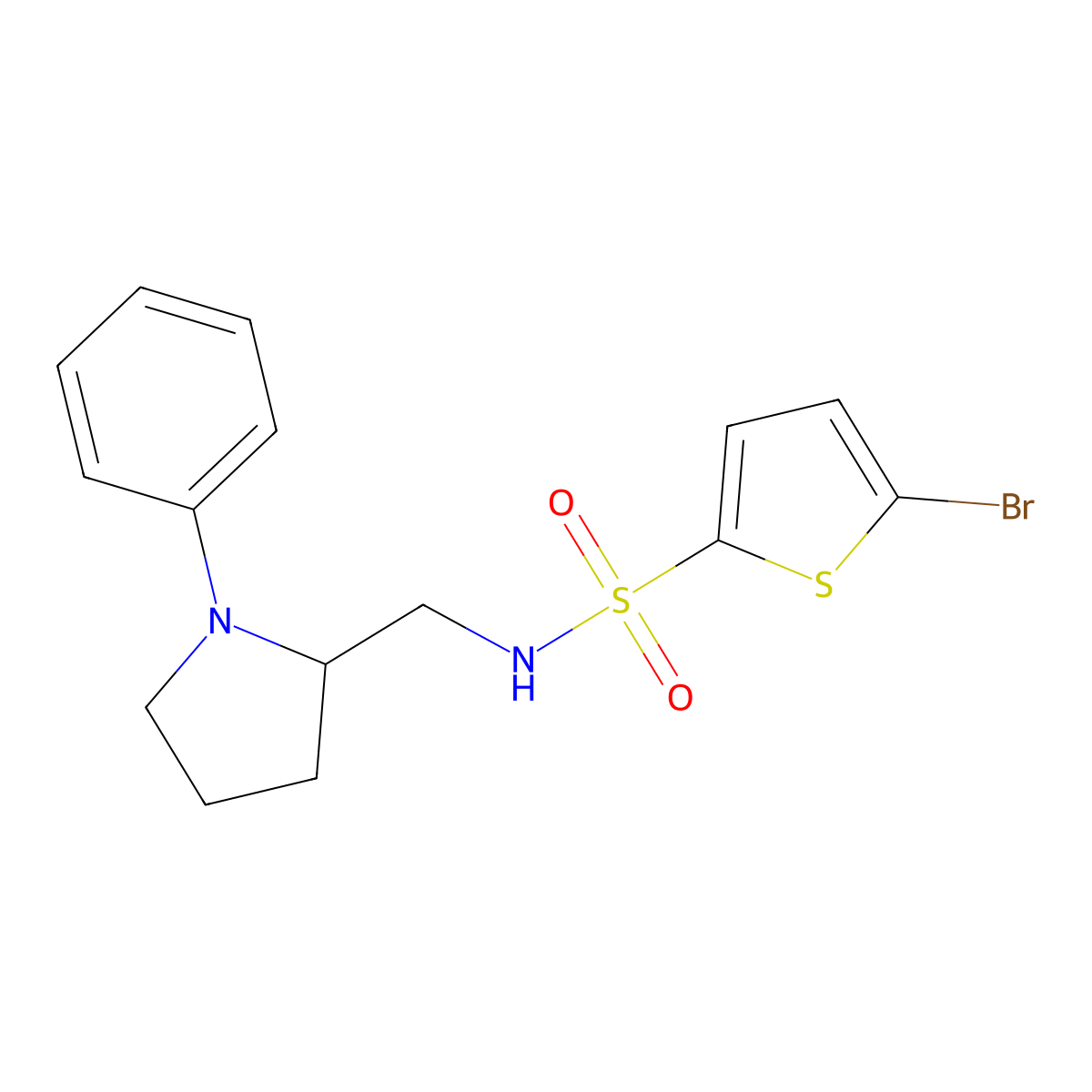 5-bromo-N-[(1-phenylpyrrolidin-2-yl)methyl]thiophene-2-sulfonamide molecular structure, CAS 1797349-33-7