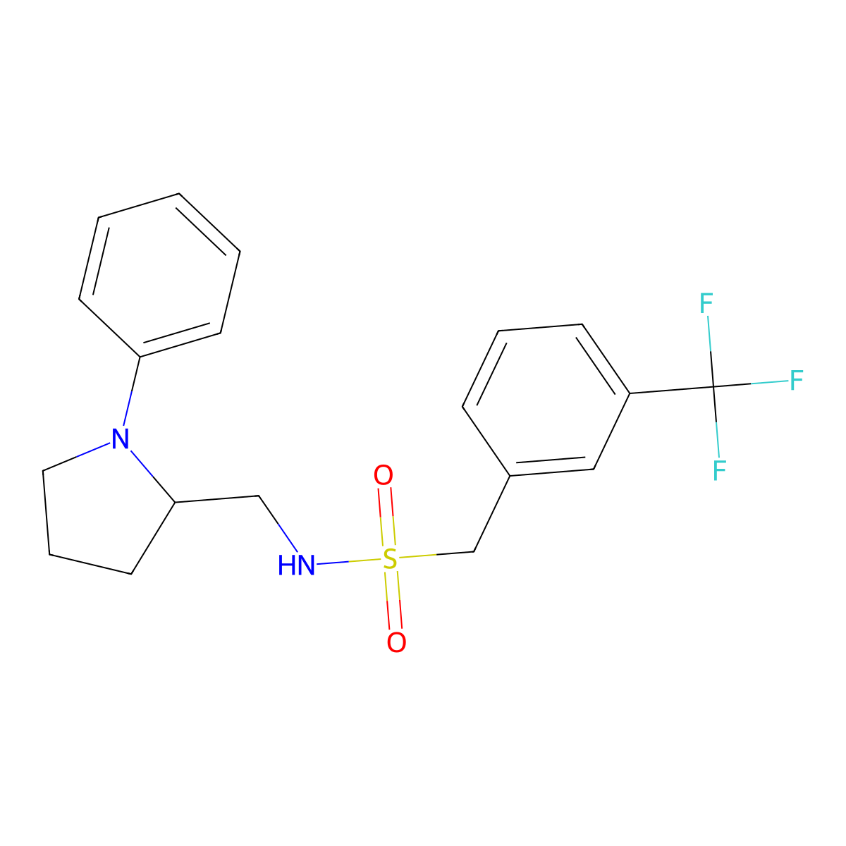N-[(1-phenylpyrrolidin-2-yl)methyl]-1-[3-(trifluoromethyl)phenyl]methanesulfonamide molecular structure, CAS 1797349-43-9