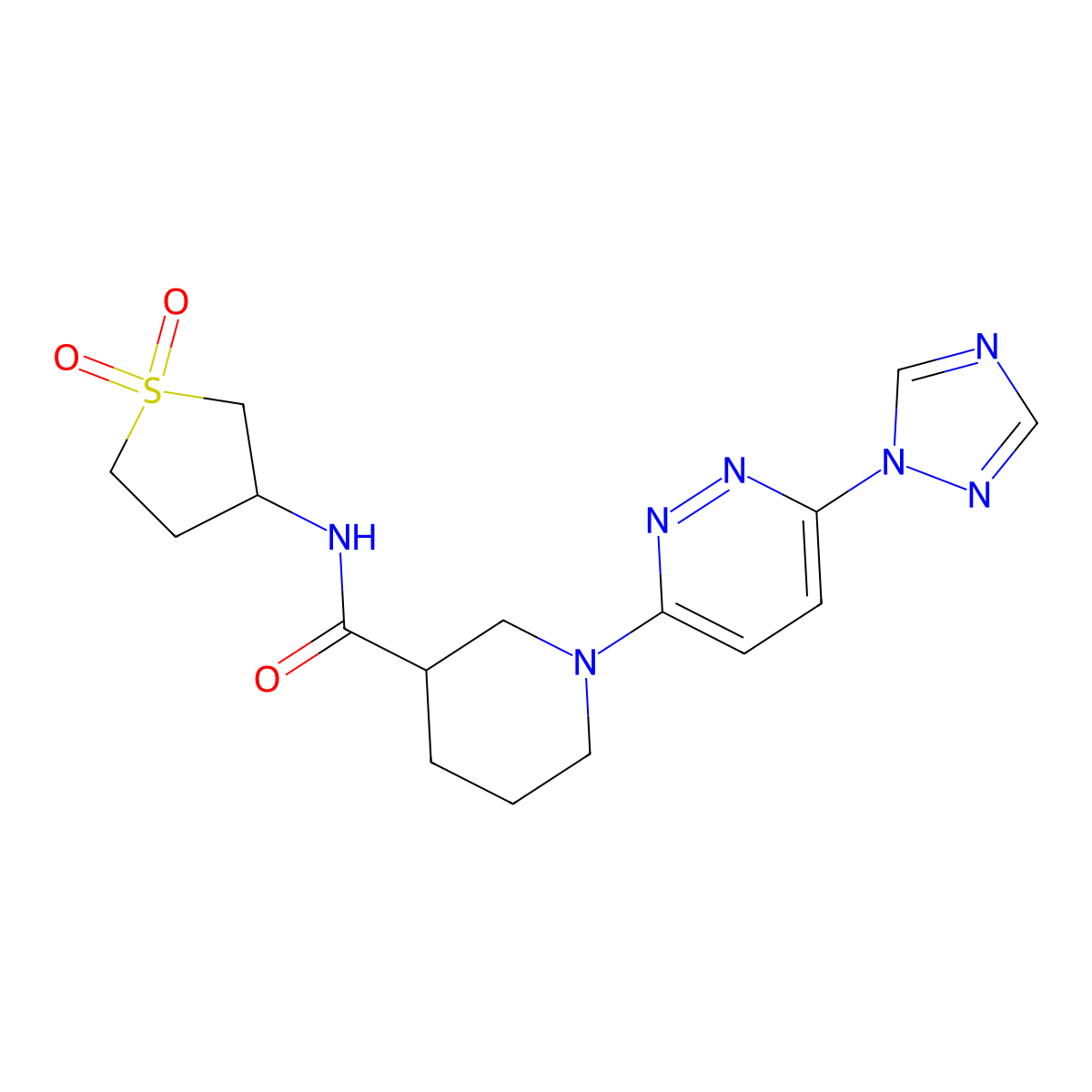 1-(6-(1H-1,2,4-triazol-1-yl)pyridazin-3-yl)-N-(1,1-dioxidotetrahydrothiophen-3-yl)piperidine-3-carboxamide molecular structure, CAS 1797349-44-0