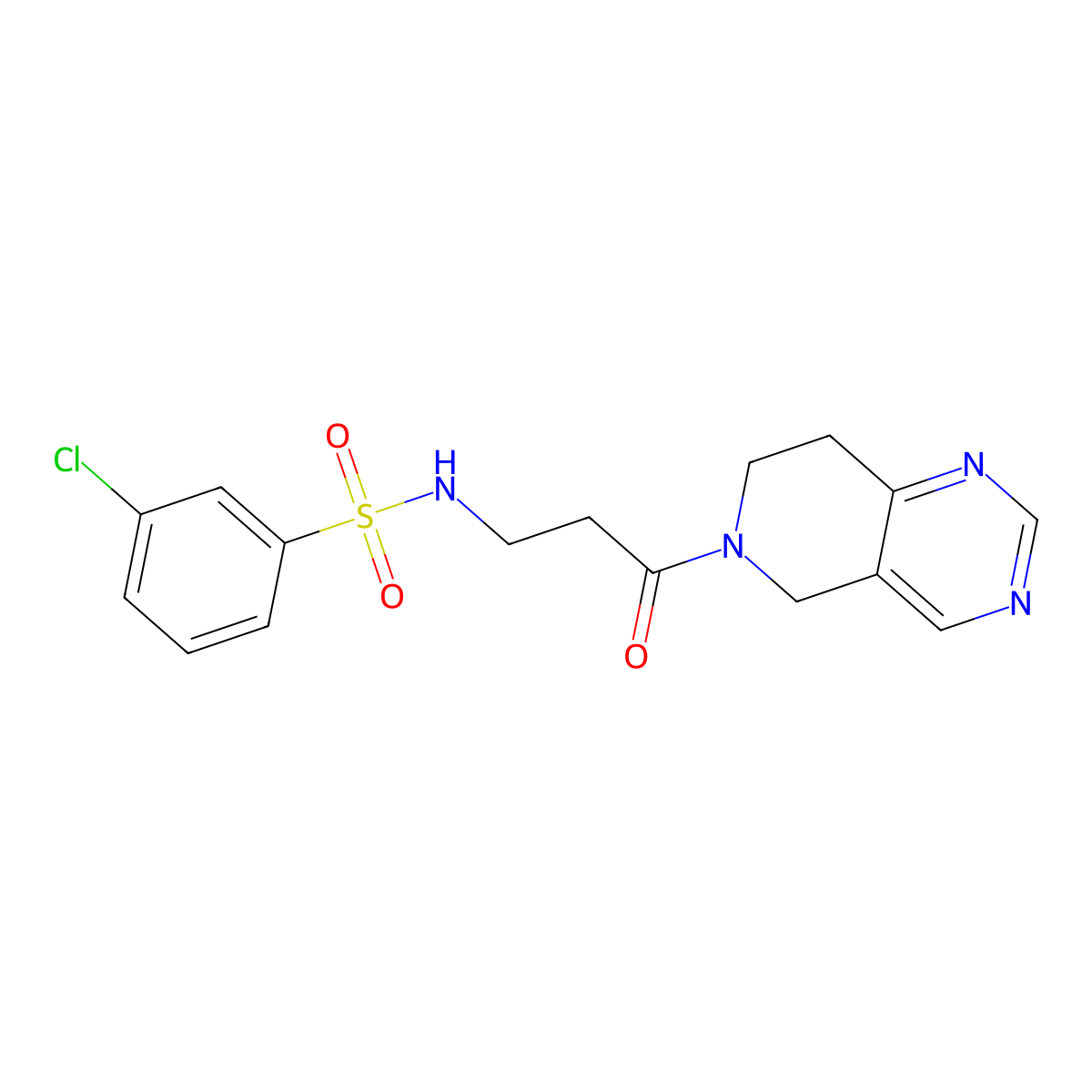 3-chloro-N-(3-(7,8-dihydropyrido[4,3-d]pyrimidin-6(5H)-yl)-3-oxopropyl)benzenesulfonamide molecular structure, CAS 1797349-61-1