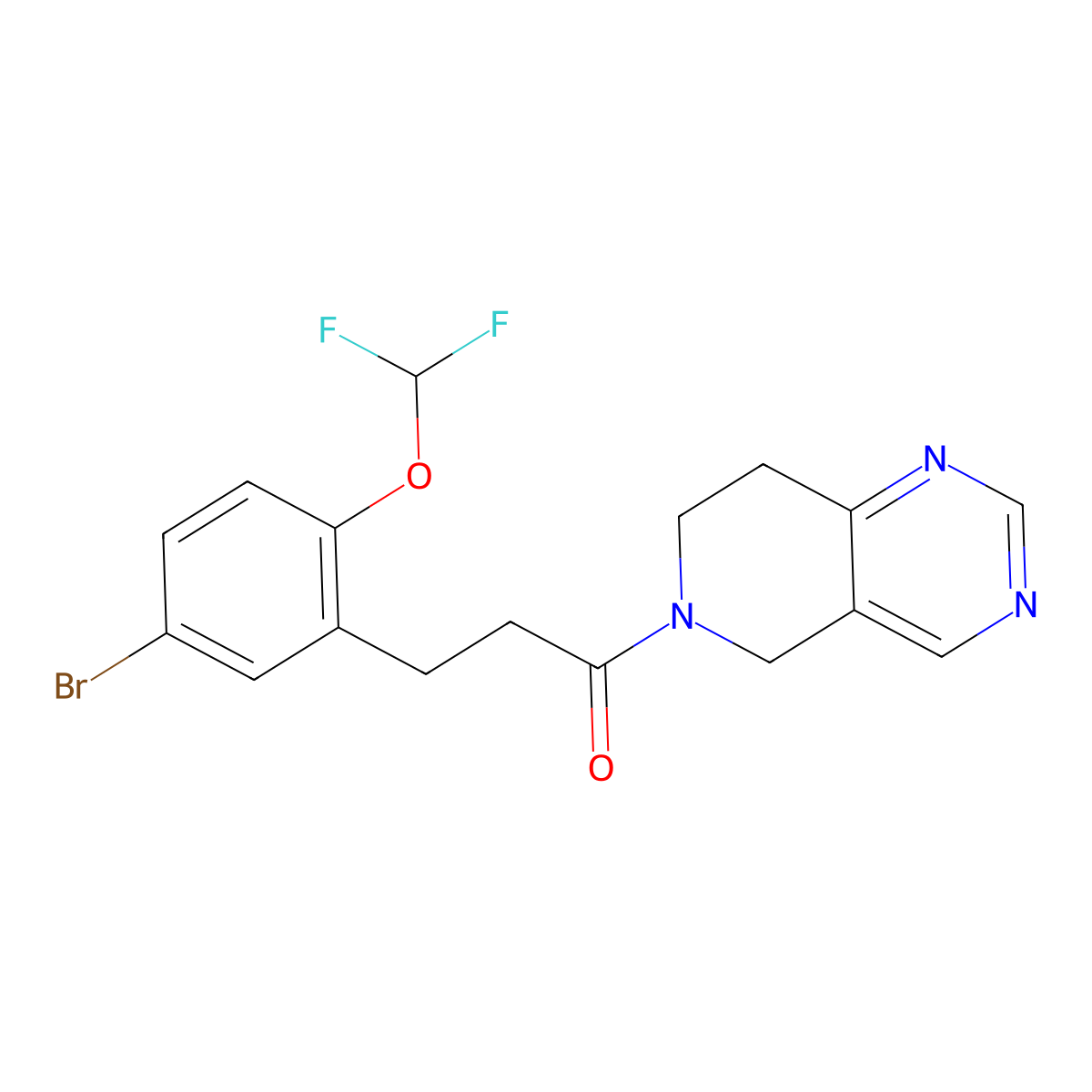 3-(5-bromo-2-(difluoromethoxy)phenyl)-1-(7,8-dihydropyrido[4,3-d]pyrimidin-6(5H)-yl)propan-1-one molecular structure, CAS 1797349-69-9