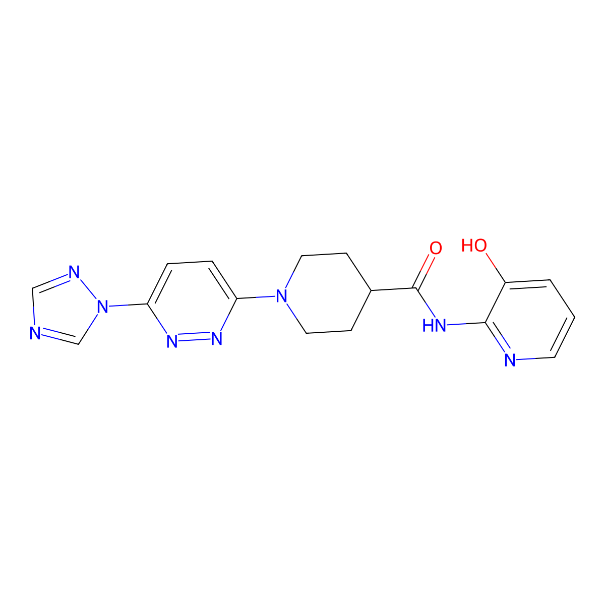 1-(6-(1H-1,2,4-triazol-1-yl)pyridazin-3-yl)-N-(3-hydroxypyridin-2-yl)piperidine-4-carboxamide molecular structure, CAS 1797349-78-0