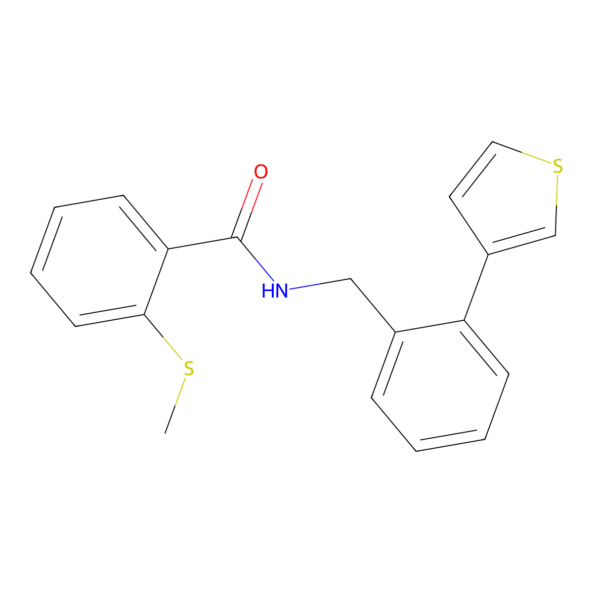 2-(methylthio)-N-(2-(thiophen-3-yl)benzyl)benzamide molecular structure, CAS 1797350-20-9
