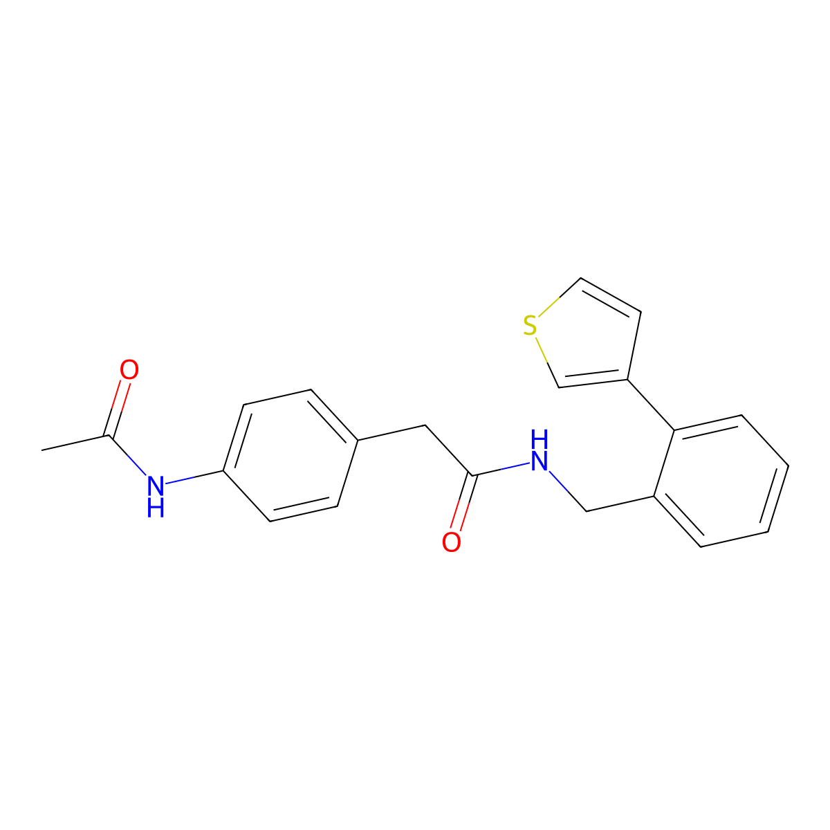 2-(4-acetamidophenyl)-N-(2-(thiophen-3-yl)benzyl)acetamide molecular structure, CAS 1797350-27-6