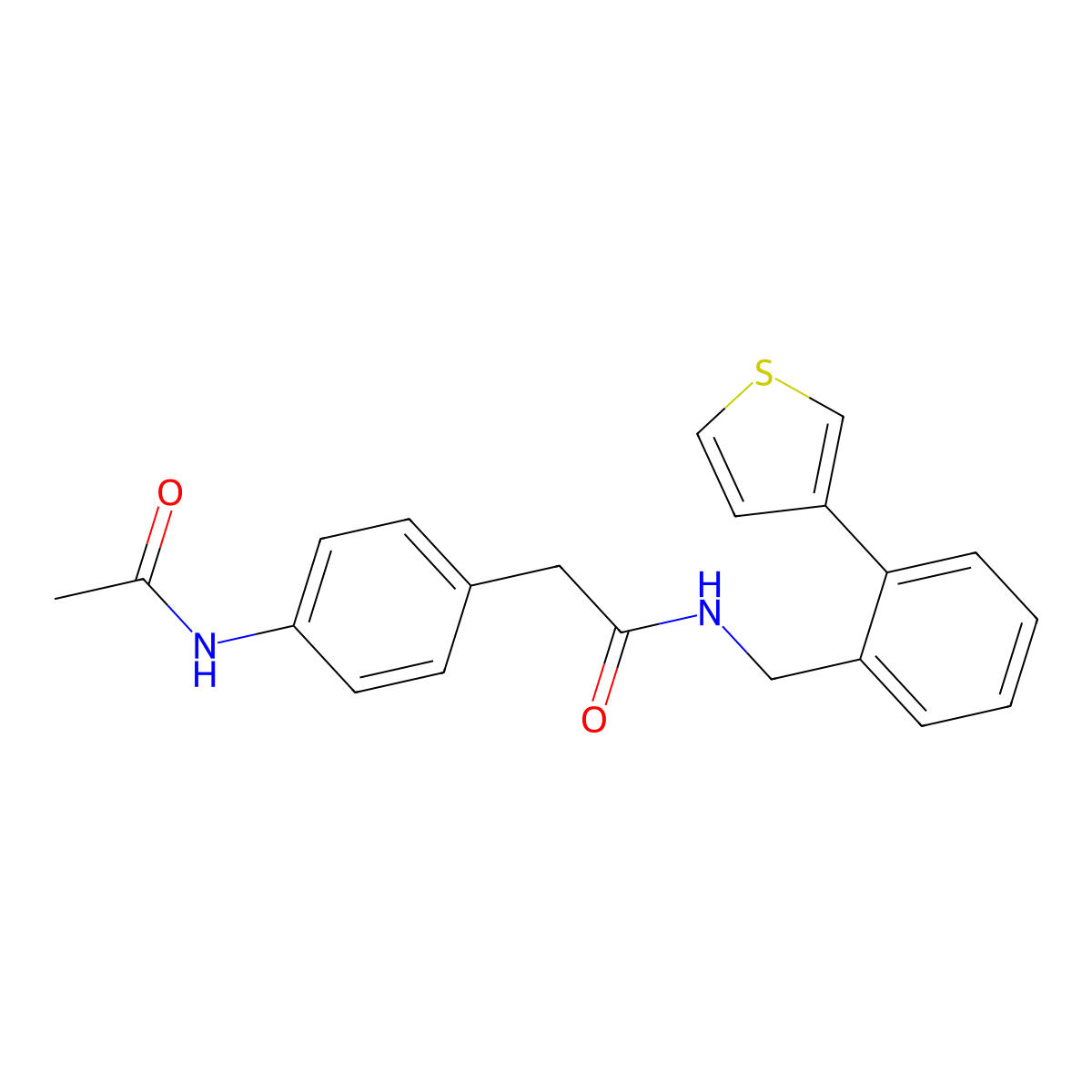 2-(4-acetamidophenyl)-N-(2-(thiophen-3-yl)benzyl)acetamide molecular structure, CAS 1797350-27-6