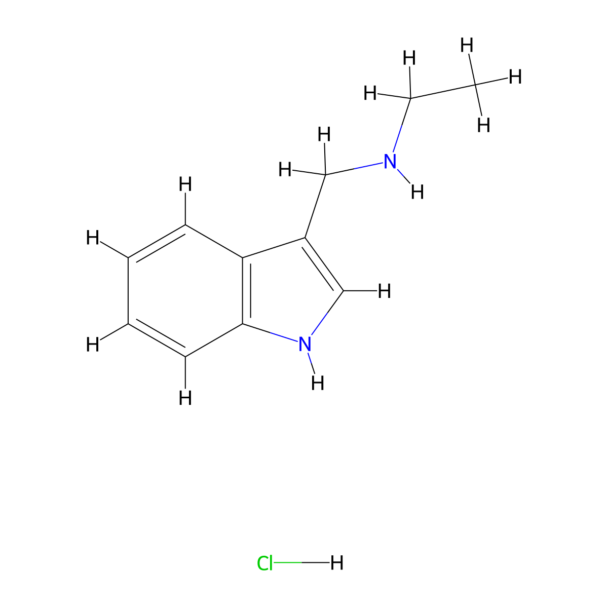 ethyl[(1H-indol-3-yl)methyl]amine hydrochloride molecular structure, CAS 1797350-28-7