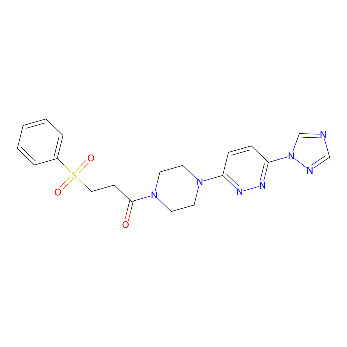 1-(4-(6-(1H-1,2,4-triazol-1-yl)pyridazin-3-yl)piperazin-1-yl)-3-(phenylsulfonyl)propan-1-one molecular structure, CAS 1797350-29-8