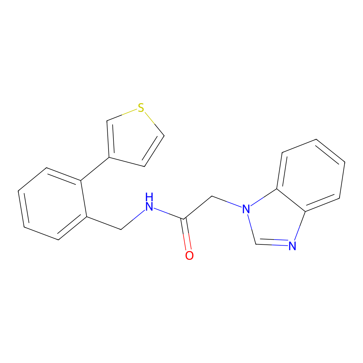2-(1H-benzo[d]imidazol-1-yl)-N-(2-(thiophen-3-yl)benzyl)acetamide molecular structure, CAS 1797350-30-1