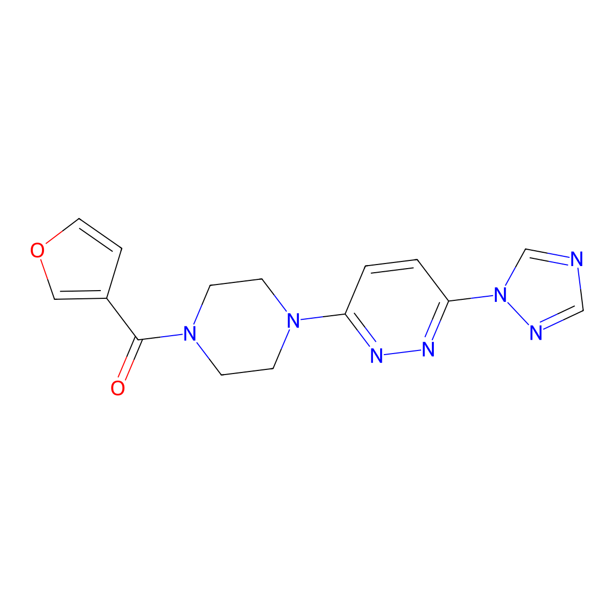 (4-(6-(1H-1,2,4-triazol-1-yl)pyridazin-3-yl)piperazin-1-yl)(furan-3-yl)methanone molecular structure, CAS 1797350-33-4