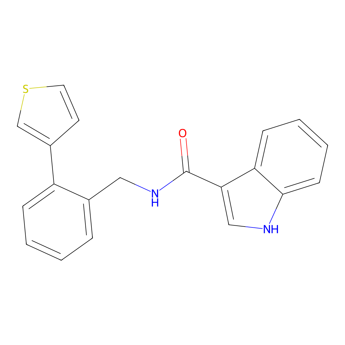N-(2-(thiophen-3-yl)benzyl)-1H-indole-3-carboxamide molecular structure, CAS 1797350-40-3