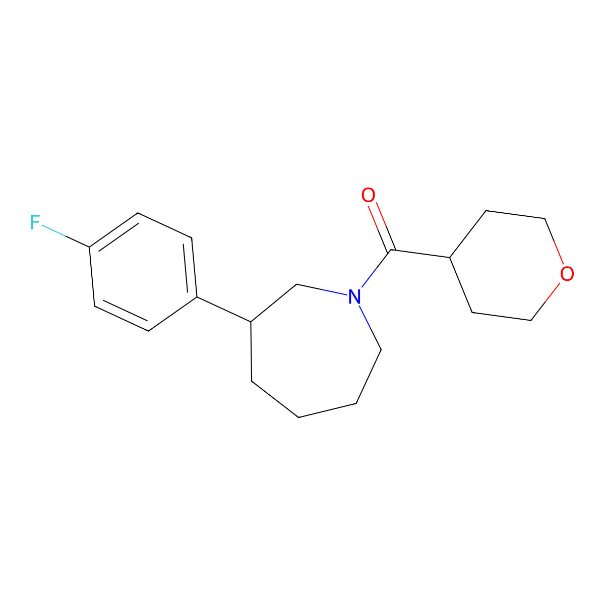 (3-(4-fluorophenyl)azepan-1-yl)(tetrahydro-2H-pyran-4-yl)methanone molecular structure, CAS 1797350-60-7
