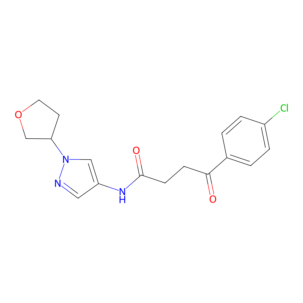 4-(4-chlorophenyl)-4-oxo-N-(1-(tetrahydrofuran-3-yl)-1H-pyrazol-4-yl)butanamide molecular structure, CAS 1797350-78-7