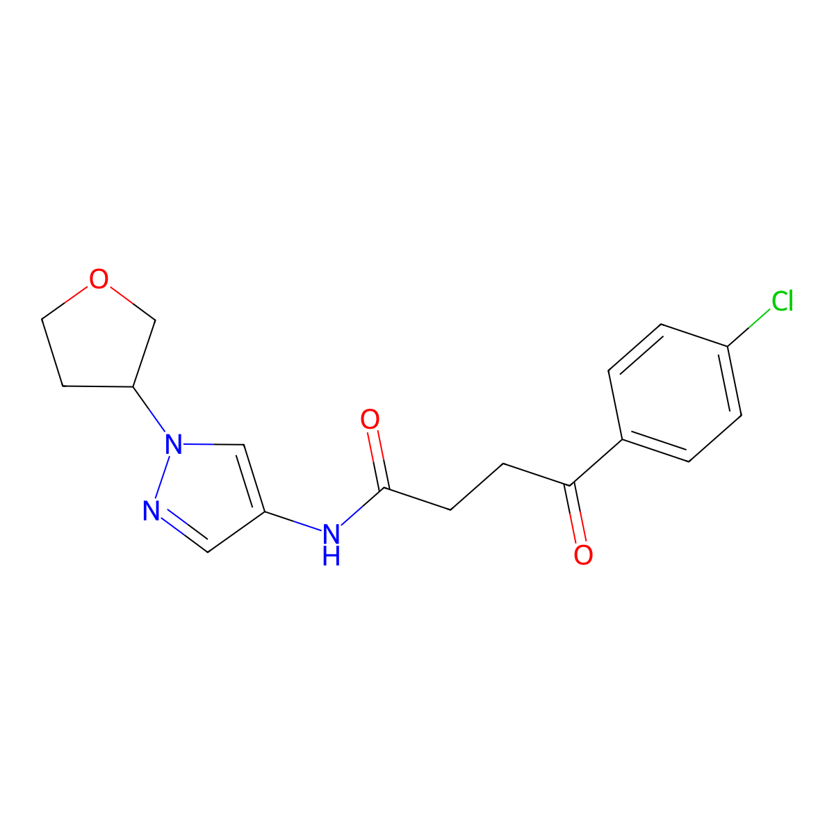 4-(4-chlorophenyl)-4-oxo-N-(1-(tetrahydrofuran-3-yl)-1H-pyrazol-4-yl)butanamide molecular structure, CAS 1797350-78-7
