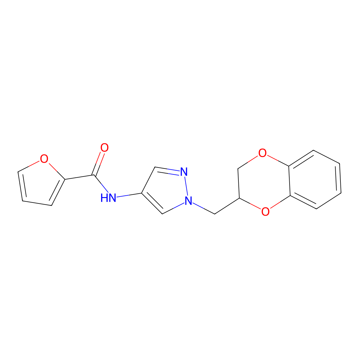 N-(1-((2,3-dihydrobenzo[b][1,4]dioxin-2-yl)methyl)-1H-pyrazol-4-yl)furan-2-carboxamide molecular structure, CAS 1797351-86-0