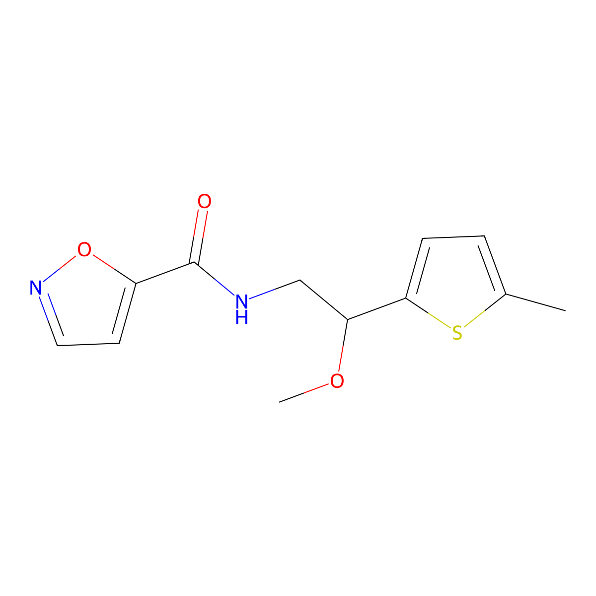 N-(2-methoxy-2-(5-methylthiophen-2-yl)ethyl)isoxazole-5-carboxamide molecular structure, CAS 1797352-08-9