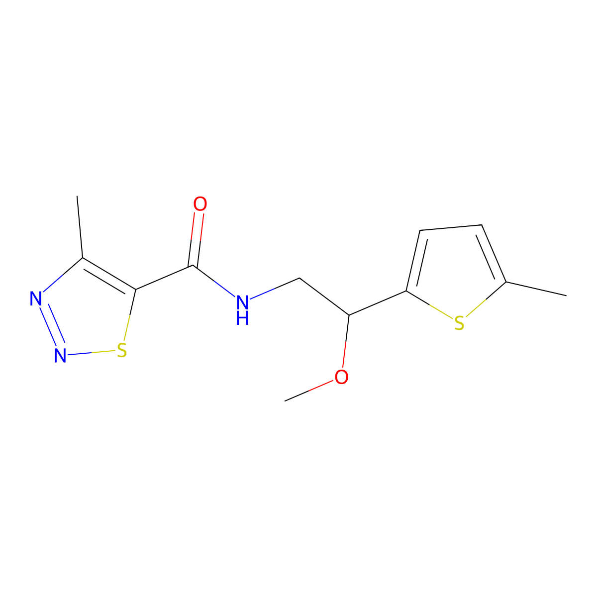 N-(2-methoxy-2-(5-methylthiophen-2-yl)ethyl)-4-methyl-1,2,3-thiadiazole-5-carboxamide molecular structure, CAS 1797352-17-0