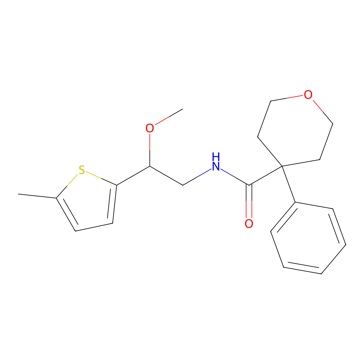 N-[2-Methoxy-2-(5-methylthiophen-2-YL)ethyl]-4-phenyloxane-4-carboxamide molecular structure, CAS 1797352-40-9
