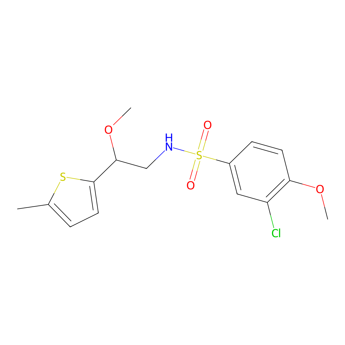 3-chloro-4-methoxy-N-(2-methoxy-2-(5-methylthiophen-2-yl)ethyl)benzenesulfonamide molecular structure, CAS 1797352-53-4