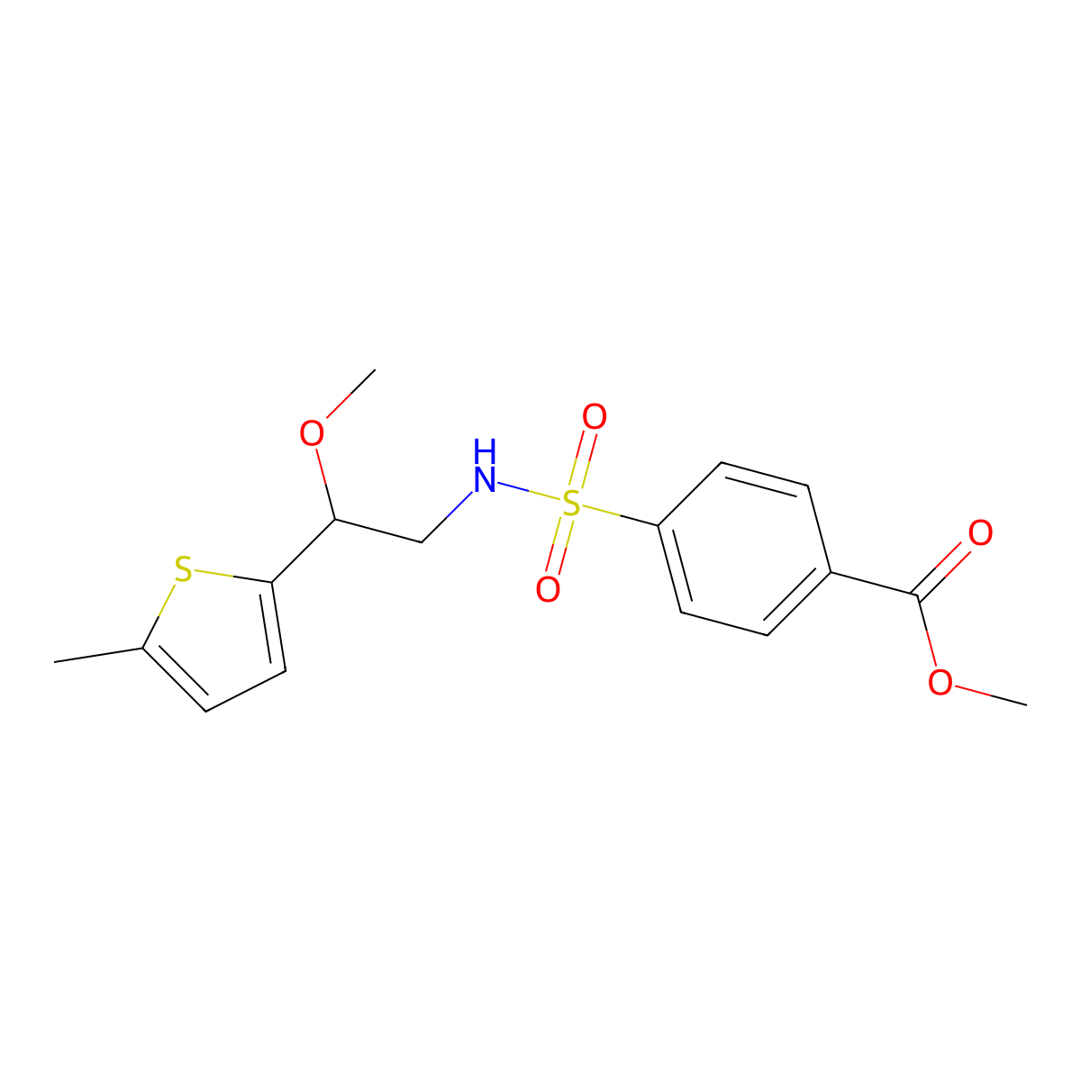 methyl 4-(N-(2-methoxy-2-(5-methylthiophen-2-yl)ethyl)sulfamoyl)benzoate molecular structure, CAS 1797352-61-4