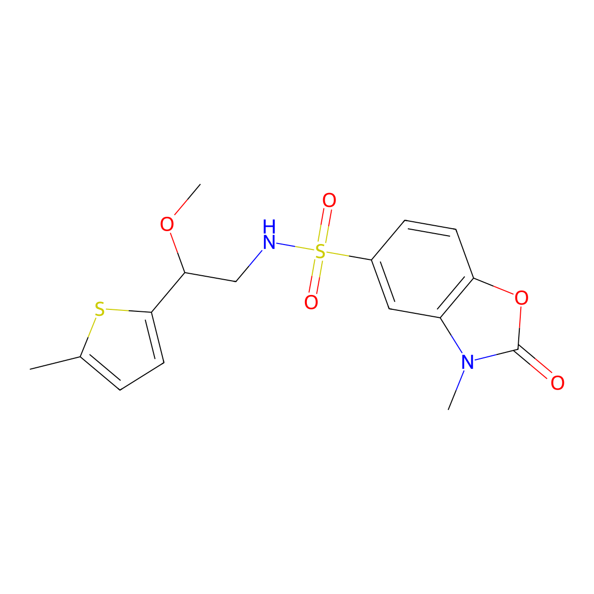 N-(2-methoxy-2-(5-methylthiophen-2-yl)ethyl)-3-methyl-2-oxo-2,3-dihydrobenzo[d]oxazole-5-sulfonamide molecular structure, CAS 1797353-13-9