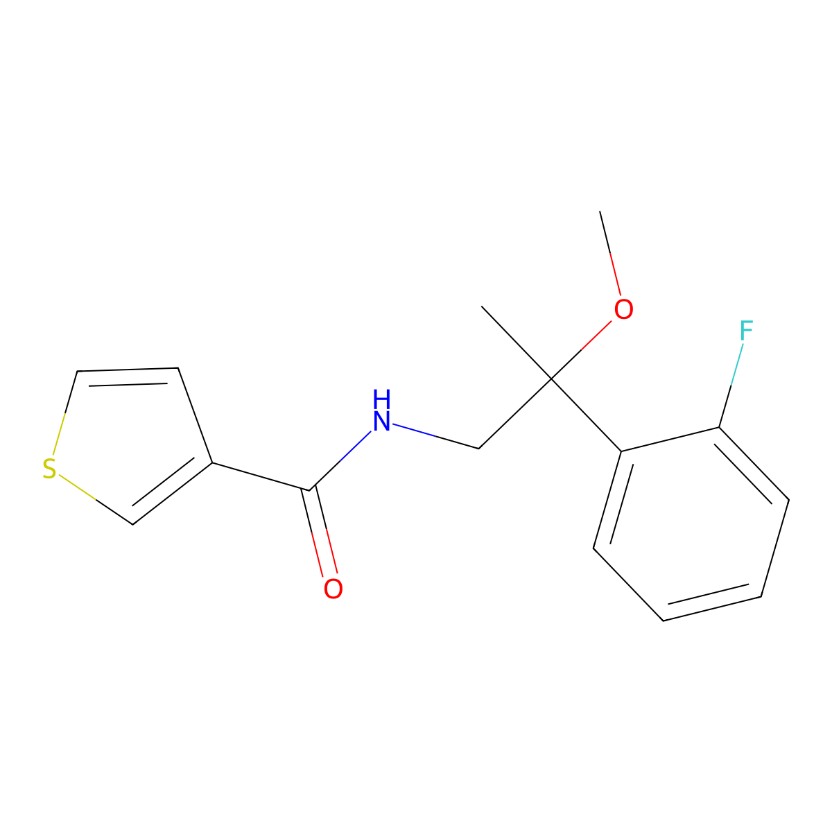 N-[2-(2-Fluorophenyl)-2-methoxypropyl]thiophene-3-carboxamide molecular structure, CAS 1797355-50-0