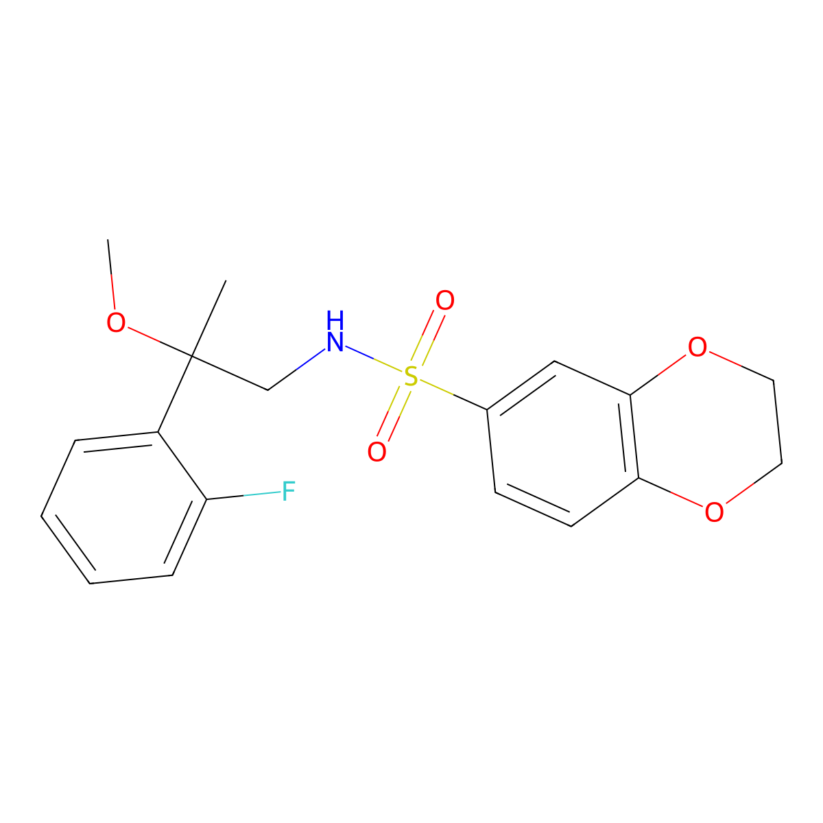 N-[2-(2-Fluorophenyl)-2-methoxypropyl]-2,3-dihydro-1,4-benzodioxine-6-sulfonamide molecular structure, CAS 1797355-72-6