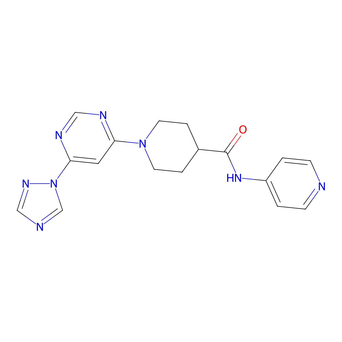 1-(6-(1H-1,2,4-triazol-1-yl)pyrimidin-4-yl)-N-(pyridin-4-yl)piperidine-4-carboxamide molecular structure, CAS 1797356-85-4