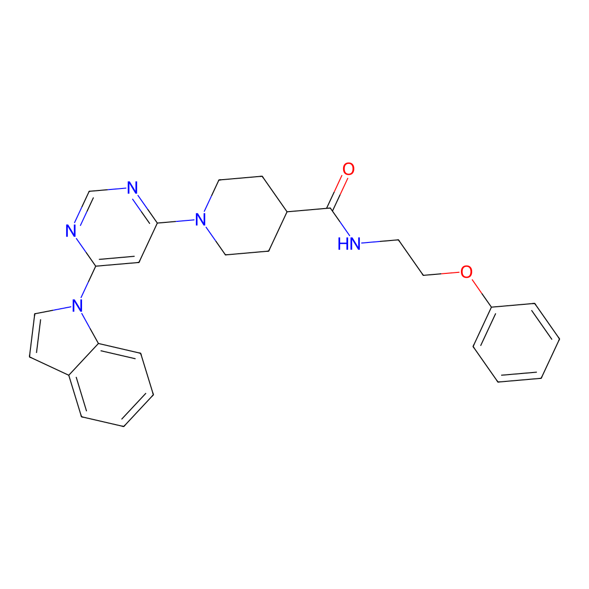 1-(6-(1H-indol-1-yl)pyrimidin-4-yl)-N-(2-phenoxyethyl)piperidine-4-carboxamide molecular structure, CAS 1797357-43-7