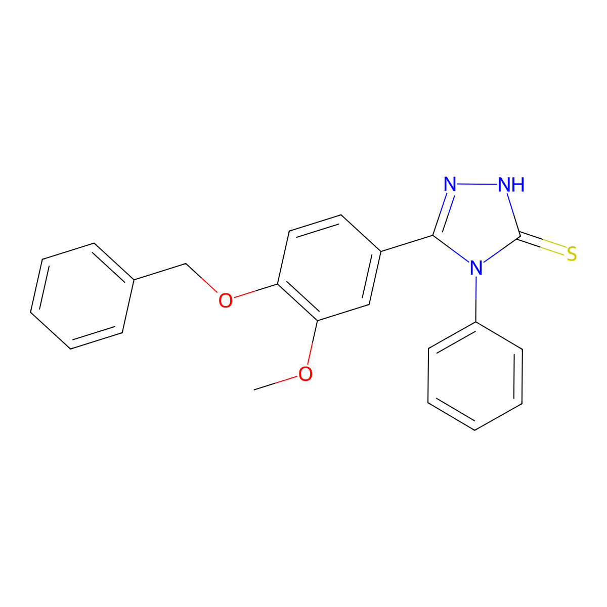 3-(4-Benzyloxy-3-methoxyphenyl)-4-phenyl-1,2,4-triazoline-5-thione, 95% molecular structure, CAS 1797363-44-0