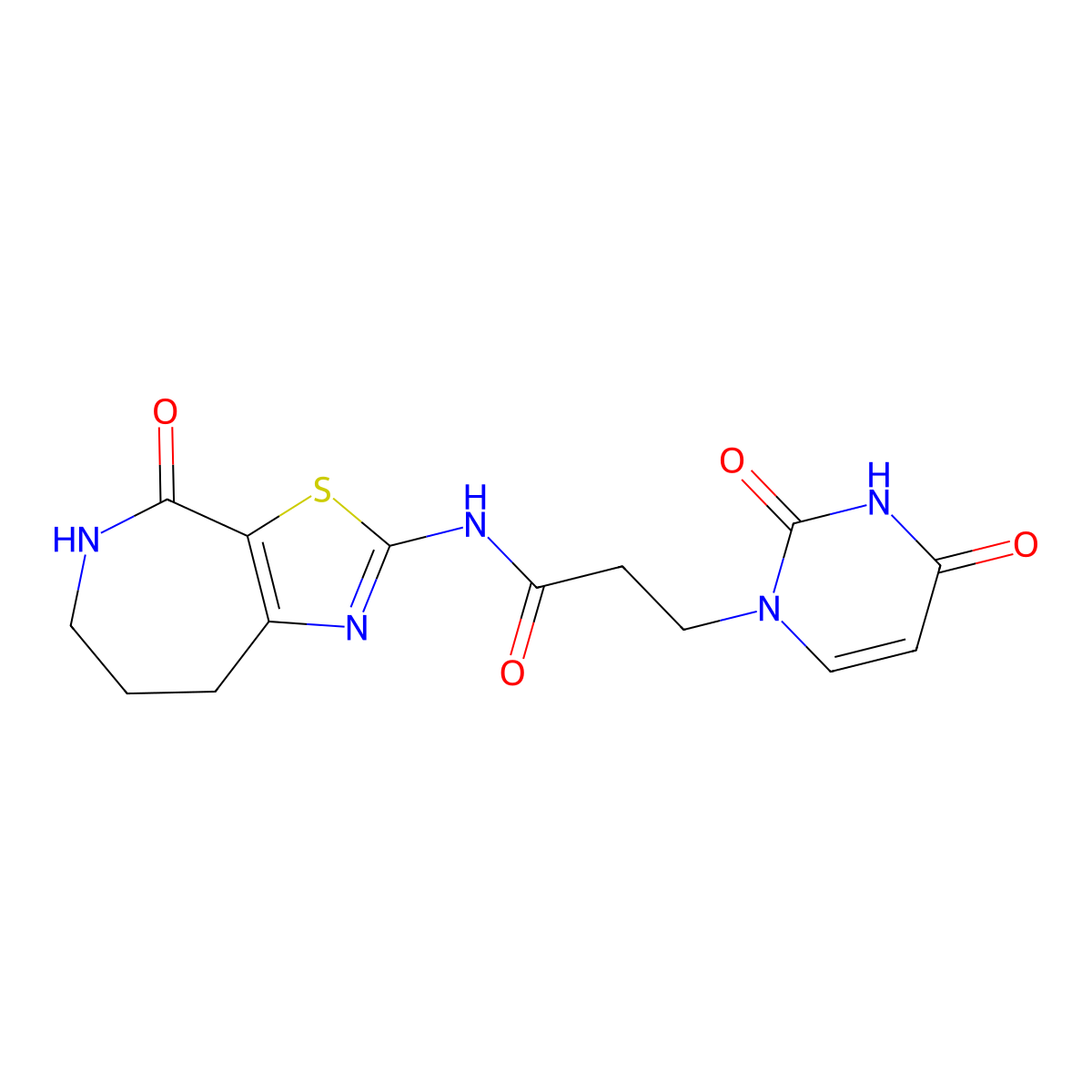 3-(2,4-dioxo-3,4-dihydropyrimidin-1(2H)-yl)-N-(4-oxo-5,6,7,8-tetrahydro-4H-thiazolo[5,4-c]azepin-2-yl)propanamide molecular structure, CAS 1797366-33-6