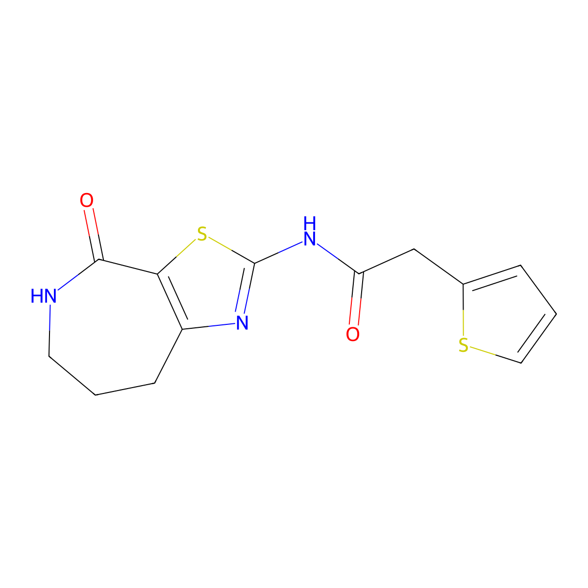 N-(4-oxo-5,6,7,8-tetrahydro-4H-thiazolo[5,4-c]azepin-2-yl)-2-(thiophen-2-yl)acetamide molecular structure, CAS 1797366-44-9