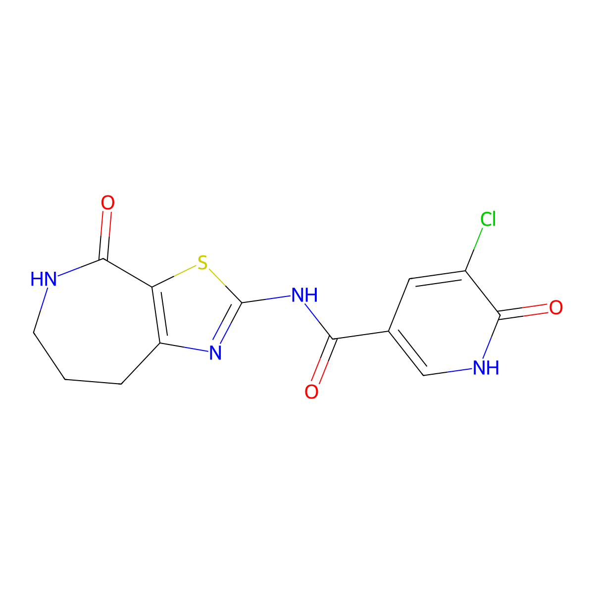 5-chloro-6-hydroxy-N-(4-oxo-5,6,7,8-tetrahydro-4H-thiazolo[5,4-c]azepin-2-yl)nicotinamide molecular structure, CAS 1797366-66-5