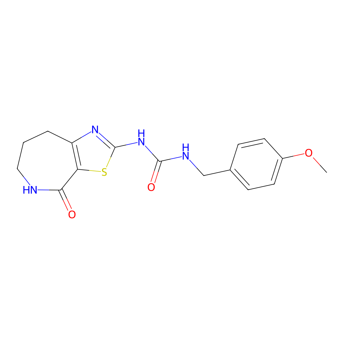 1-(4-methoxybenzyl)-3-(4-oxo-5,6,7,8-tetrahydro-4H-thiazolo[5,4-c]azepin-2-yl)urea molecular structure, CAS 1797366-71-2