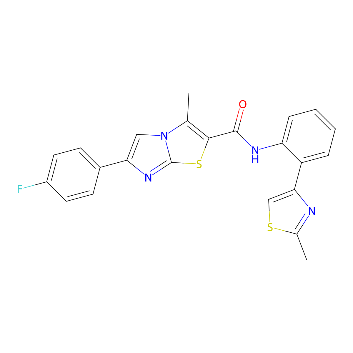 6-(4-fluorophenyl)-3-methyl-N-(2-(2-methylthiazol-4-yl)phenyl)imidazo[2,1-b]thiazole-2-carboxamide molecular structure, CAS 1797367-00-0
