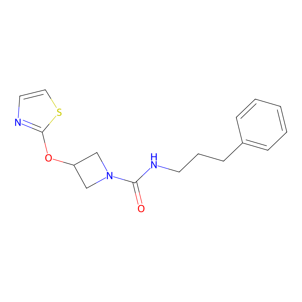 N-(3-phenylpropyl)-3-(thiazol-2-yloxy)azetidine-1-carboxamide molecular structure, CAS 1797367-65-7